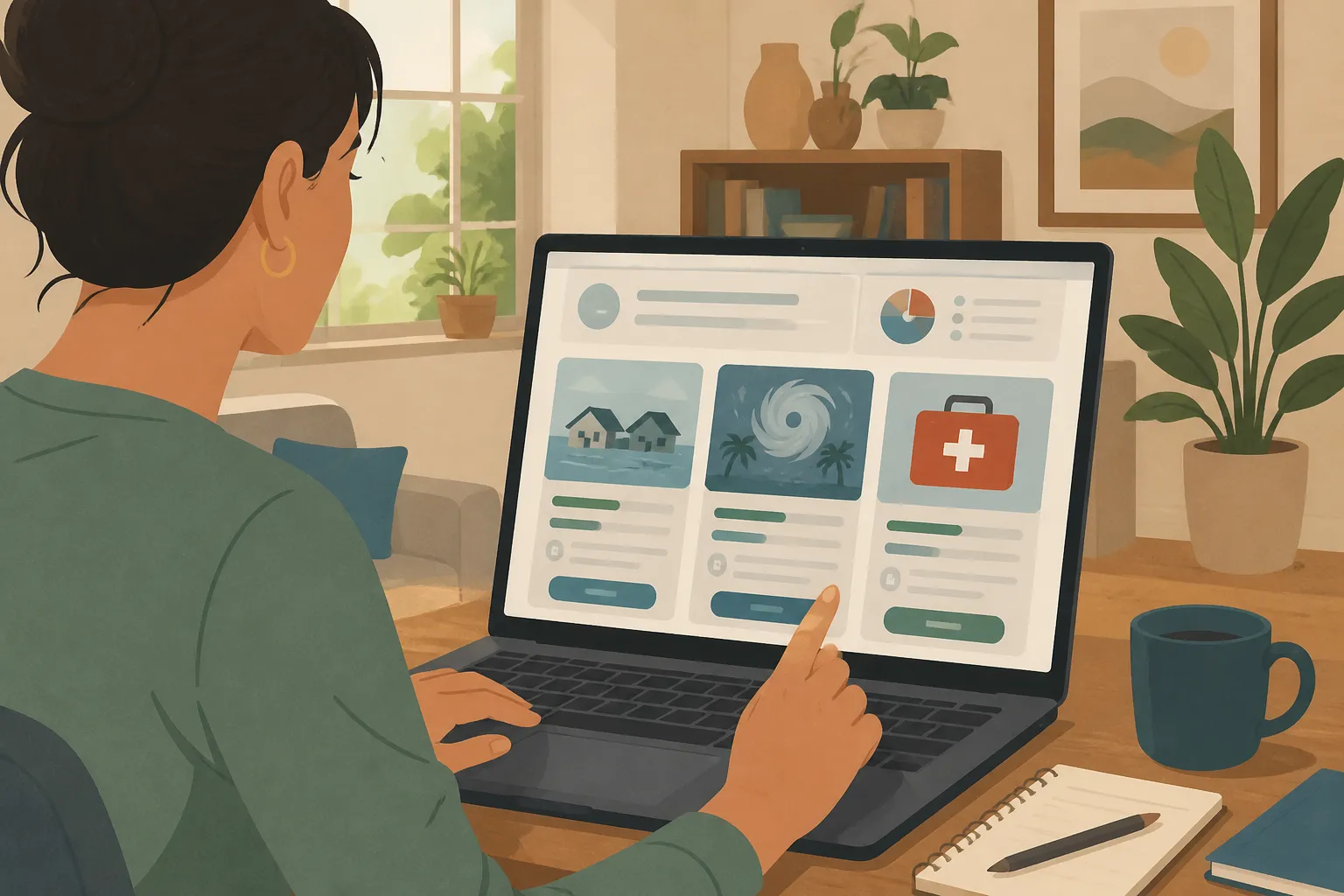 Digital fundraising dashboard shows pooled disaster funds for flooding and emergency medical relief.