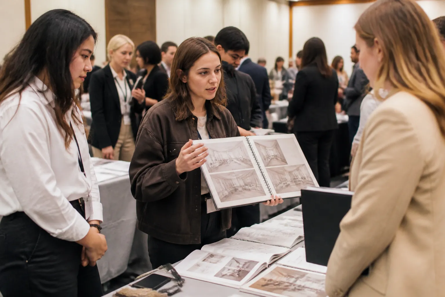 Student designers review portfolios and meet recruiters at the DSVC National Student Show and Conference in Dallas.