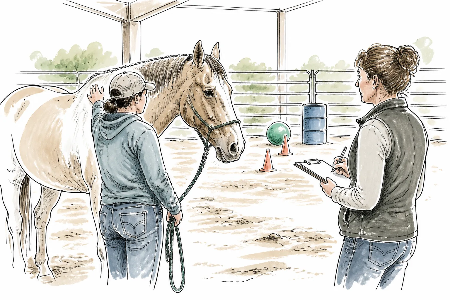A veteran receives mental health support beside a horse during a Reno Healing Class.