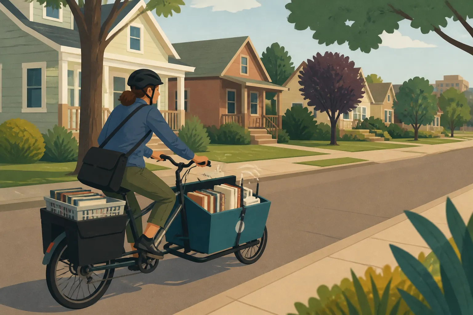 A Pedal Powered Library bicycle carries books and Wi-Fi for public library support in Billings MT.