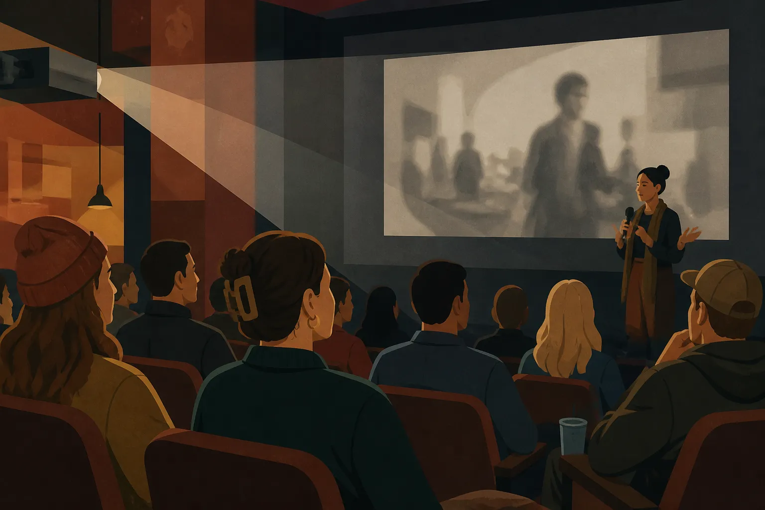 Moviegoers attend an independent film screening with a guest speaker in downtown Bozeman.