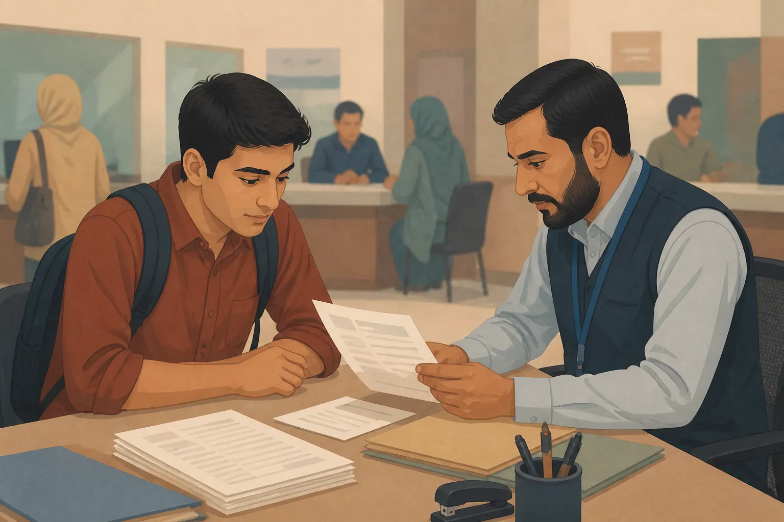 Admitted student in Pakistan reviews scholarship, tuition and boarding documents for Houston donors.