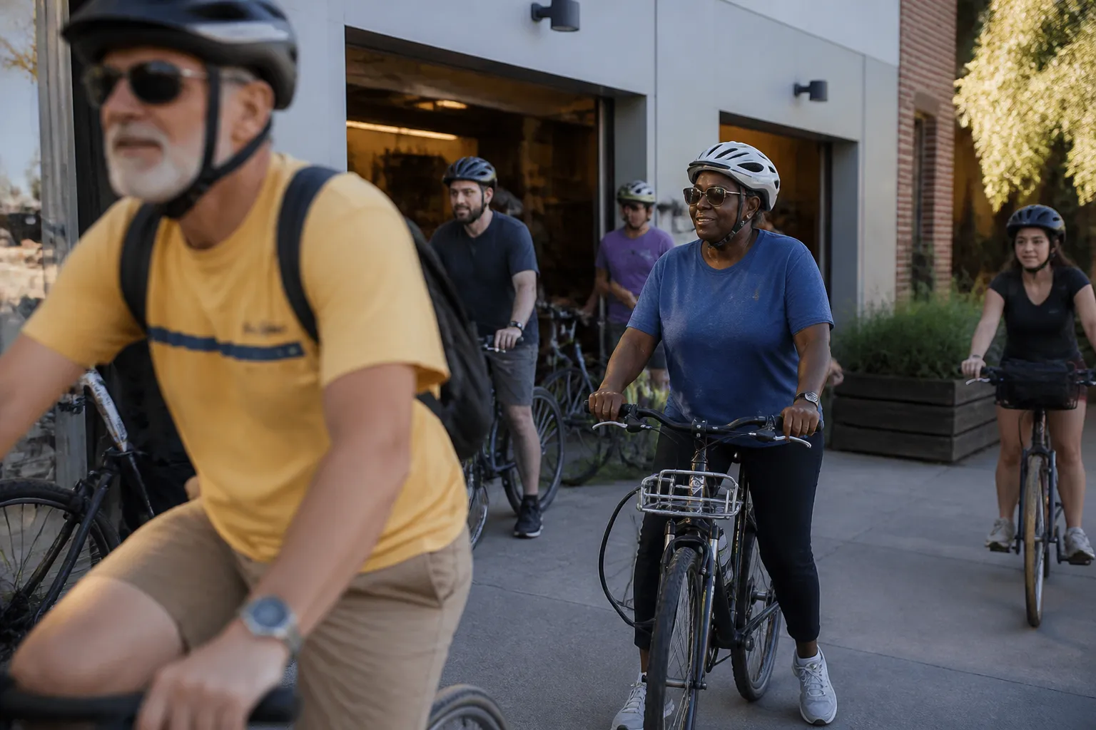 Riders of all ages leave Community Bicycle Shop for the last Sunday Sunday Funday Ride in Omaha.