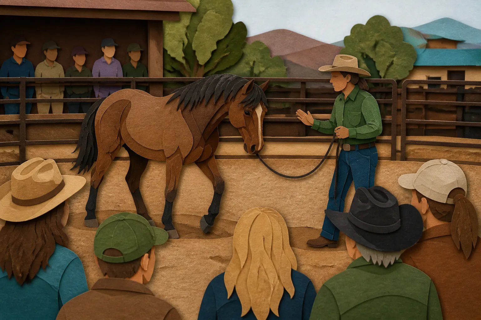 A trainer demonstrates safe handling with a public-land mustang at a Reno adoption event.