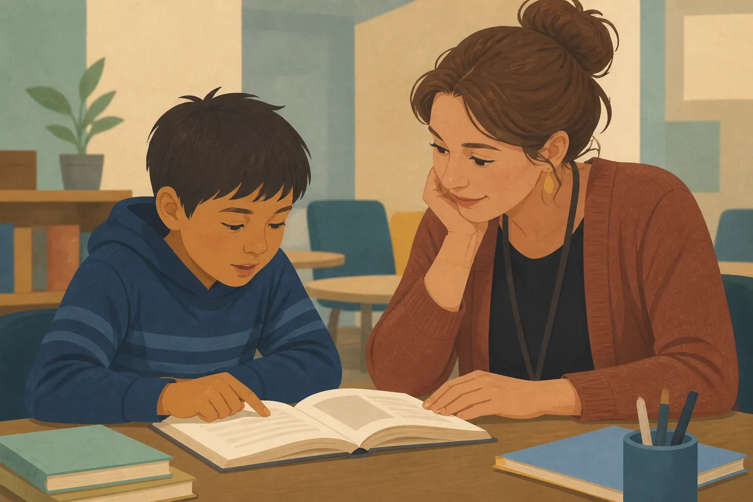 A child reads with a reading intervention specialist at Kings Row in Reno, NV, illustrating why people donate to after-school programs.