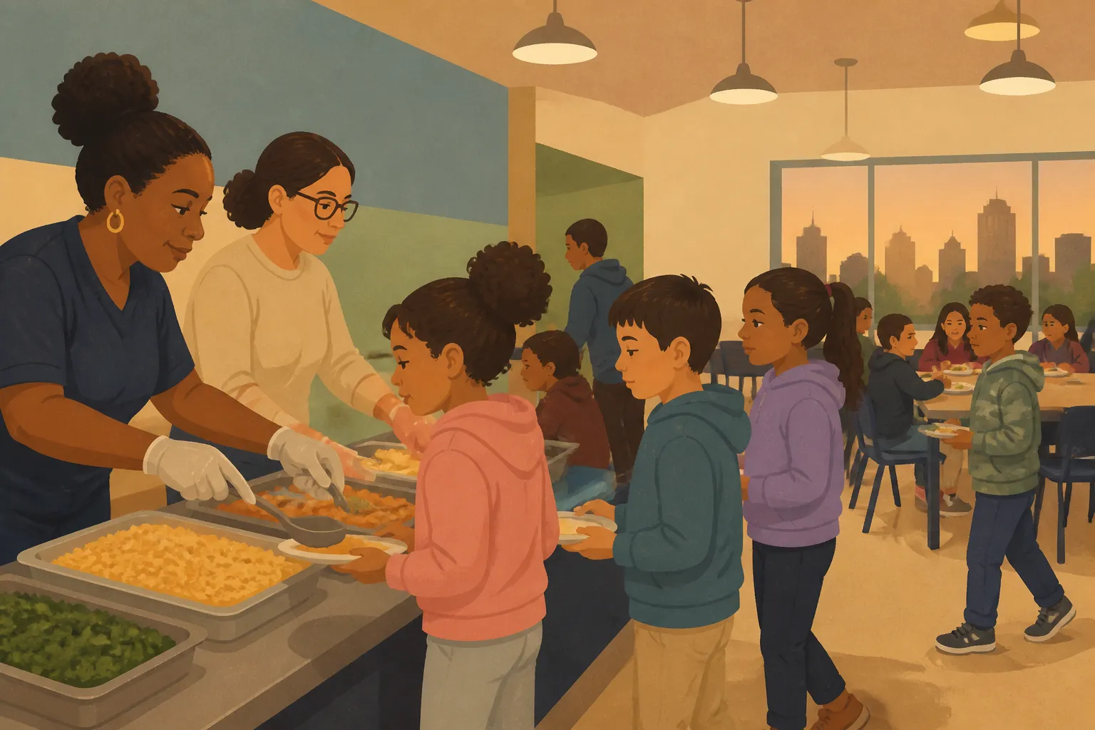 Nehemiah Center students receive warm supper after Academic Enrichment tutoring in Houston.
