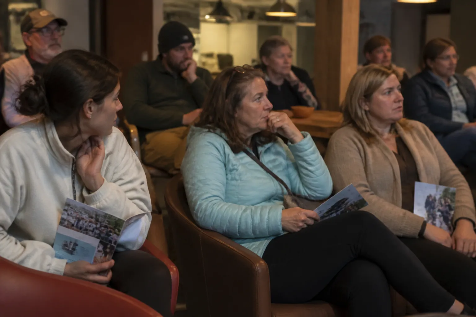 Neighbors at The Meadowlark join a YWConnect Tour conversation about Pathways, housing, and Planet Kids.