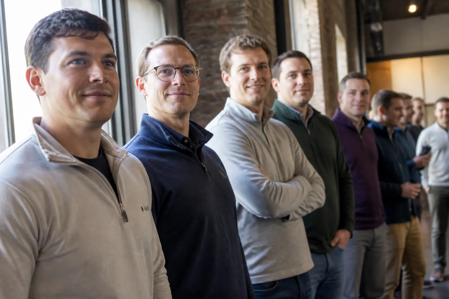 Omaha Growers pose clean-shaven at the annual Clean Shave kickoff before starting a mustache pledge month.