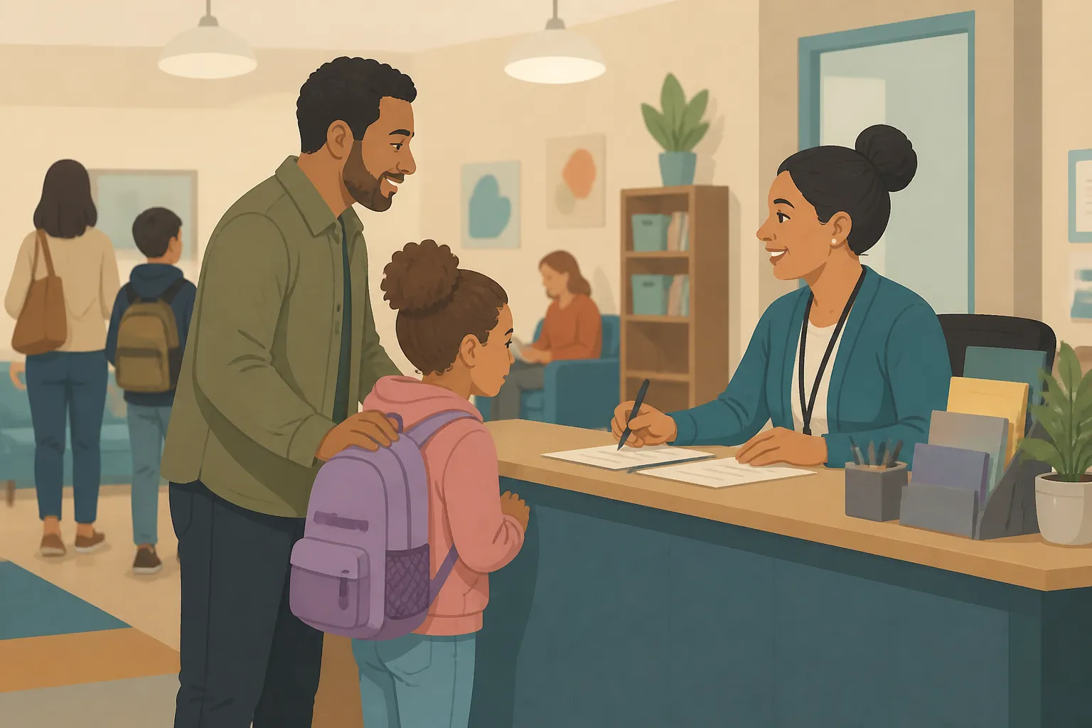 A parent checks in a child for after-school care at Kings Row in Reno.