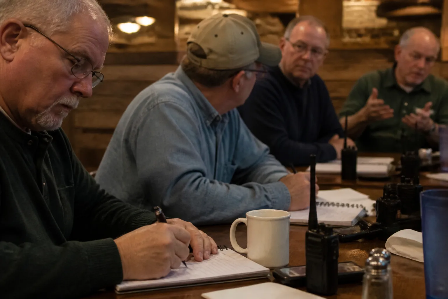 McKinney Amateur Radio Club members meet over breakfast, a practical place if you donate ham radio equipment in Dallas TX.