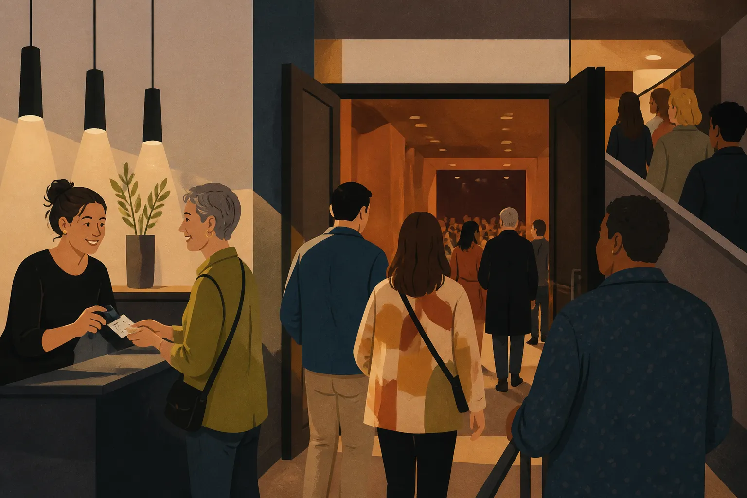 Audience members enter Boise Contemporary Theater for an evening MainStage performance.